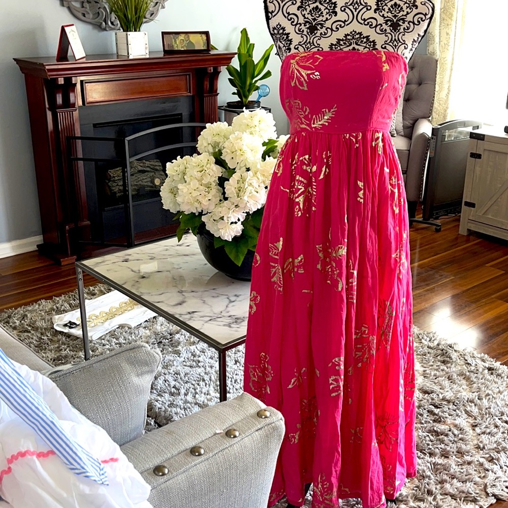 Free People Baja Babe Midi Dress in Hot Pink